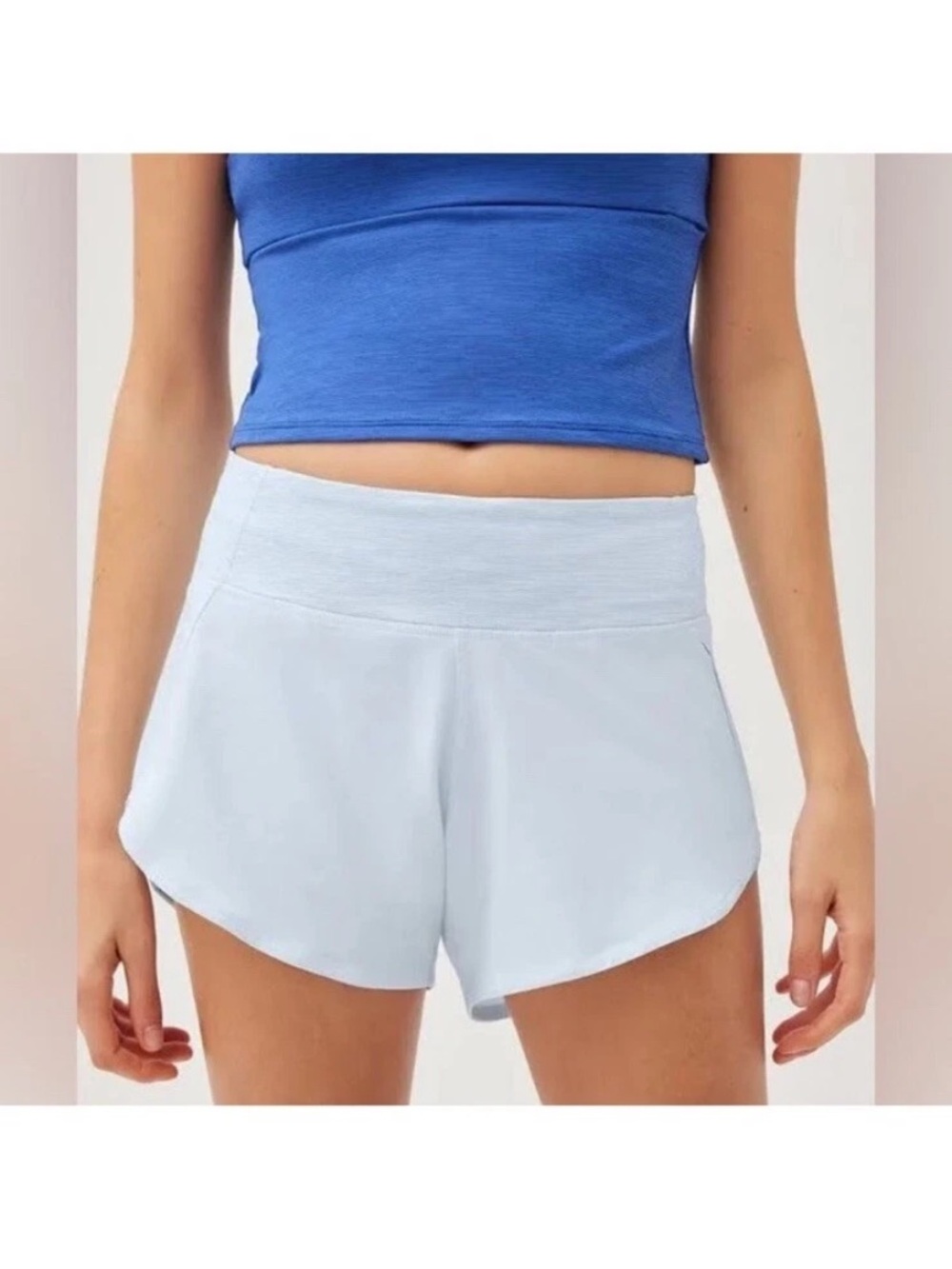 Outdoor Voices Light Blue Lined High Rise Athletic Shorts 4" Inseam Size XXL